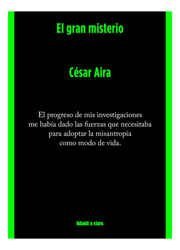 Gran Misterio, El - Cesar Aira