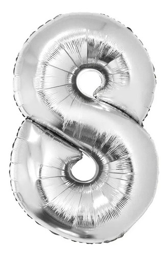 Imagem 1 de 1 de Balão Metalizado Número 8 - Prata 40 Cm