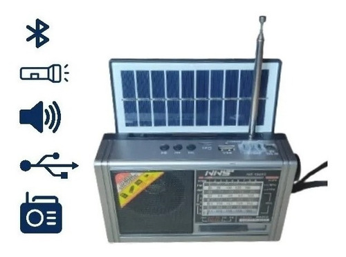 Imagen 3 de 6 de Radio Portatil Solar Linterna 8 Bandas Hifi Sd Usb Bluetooth