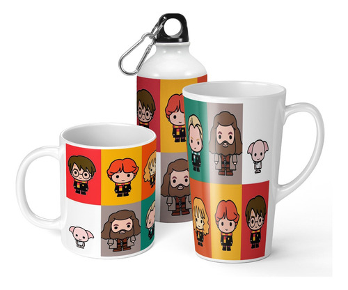 Set De Taza + Botella + Taza Conica Harry Potter 3 De Regalo