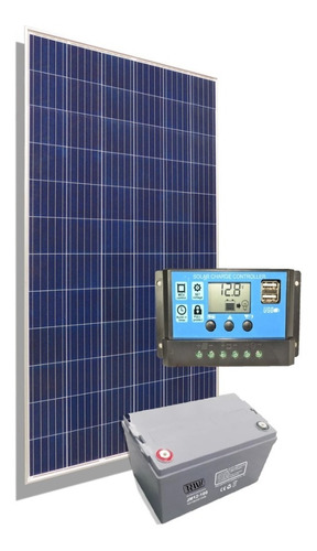 Kit Solar Panel 160w + Regulador 10a + Bateria 12v 55 Ah Cb3