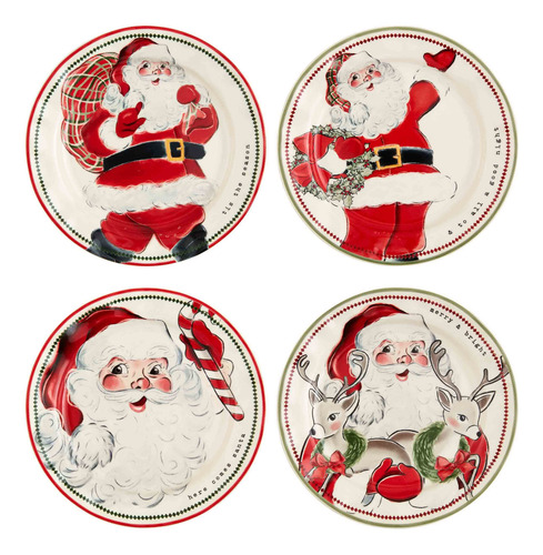Plato Navidad Santa 20 Cm Bastón De Caramelo Mud Pie