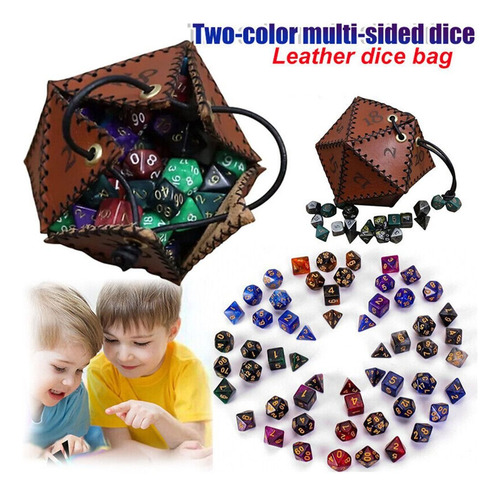 Bolsa De Cuero Para Dados D20, Monedero, Bolsa De Cuero Con