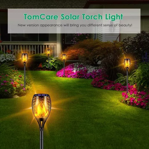 Antorcha Fuego Luz Led Solar Exterior Para Jardin Estaca