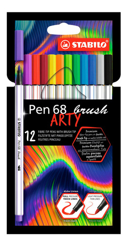 Set 12 Stabilo Pen 68 Brush Arty