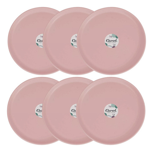 Juego De Platos Playo 25cm X6 Plastico Fusion Carol Rosa