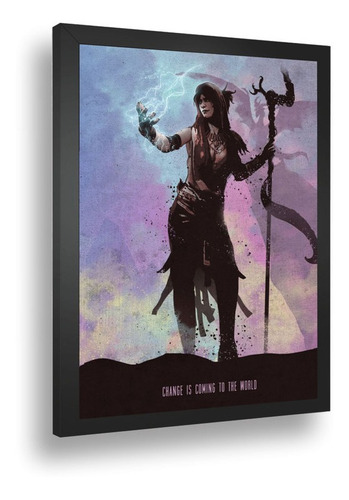 Quadro Emoldurado Poster Morrigan Deusa Celta Batalha Rainha