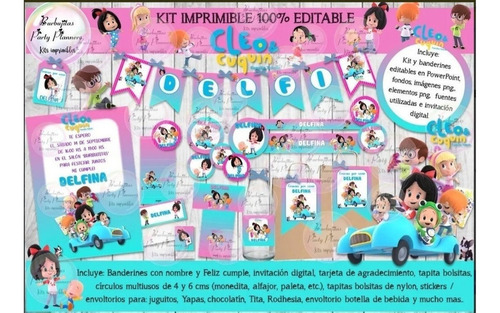 Kit Imprimible Candy Bar Cleo Y Cuquin 100% Editable