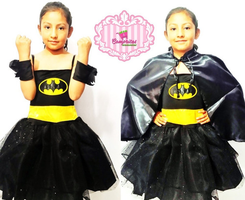 Disfraz Batman Para Niña Con Capa Y Manillas Hallowen Envio