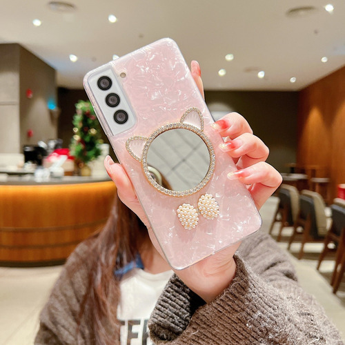 Sa De Novo Funda De Teléfono Con Espejo De Maquillaje Con Orejas