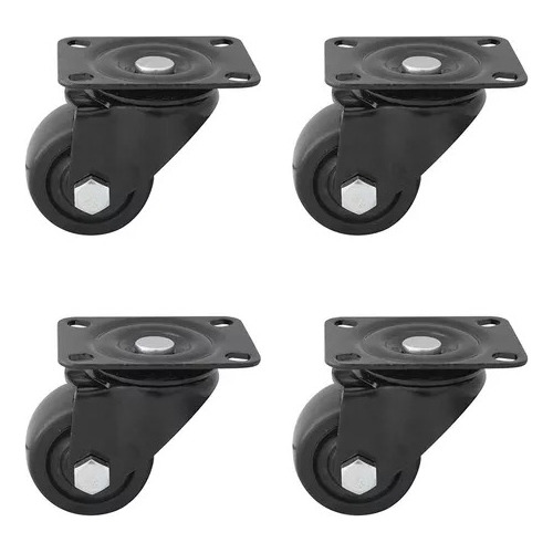 4 Ruedas Mini Para 600kg Con Base Giratoria De Baja Altura