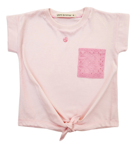 Remera Manga Corta Mini Anima Lisa Algodon Bebe Rosa Kids