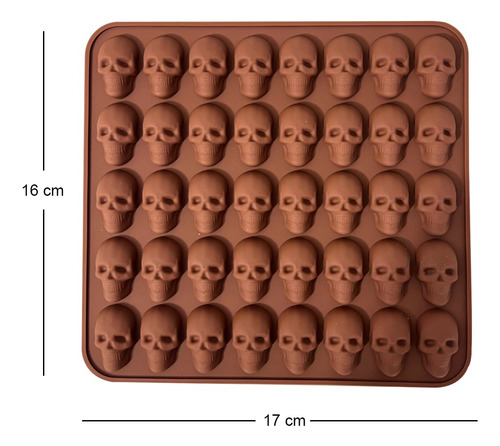 Molde De Silicon 3d Diseño Calaveras Halloween Reposteria Marrón