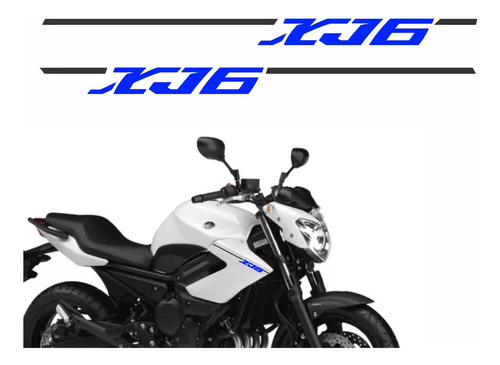 Kit Adesivos Faixa Aba Tanque Azul Para Yamaha Xj6 13550