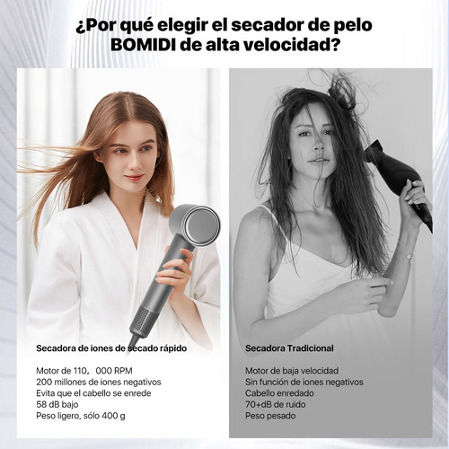 Secador De Cabello Profesional Alta Velocidad Lónico Con Led