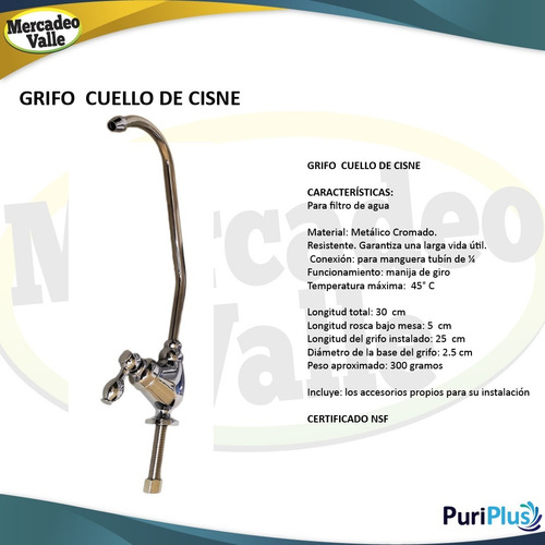 Grifo O Llave Cuello Cisne Repuesto Platero Filtros De Agua