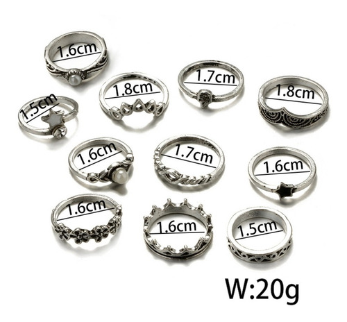 Set Conjunto Anillos Estrella Vintage