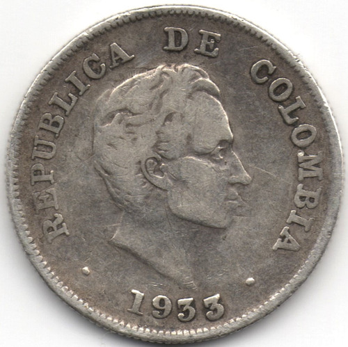 20 Centavos 1933 B En Reverso Plata