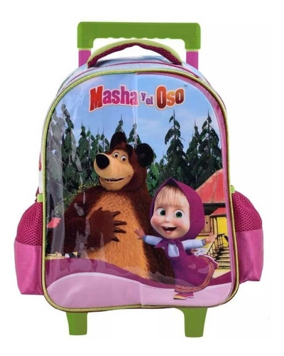 Mochila Con Carro Masha Y El Oso De 14 Pulgadas (mma758)