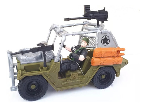 Jeep Militar De Combate Con Soldado Articulado Tictoys