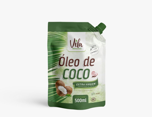 Óleo De Coco Pouch C/ Tampa Extra Virgem 500ml Vila Alimento