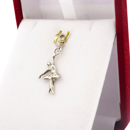 Dije Bailarina Clasica Plata 925 Y Oro Con Estuche Incluido Color Plateado