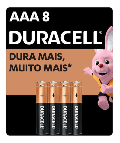 Pilha Alcalina Aaa Duracell 8 Unidades