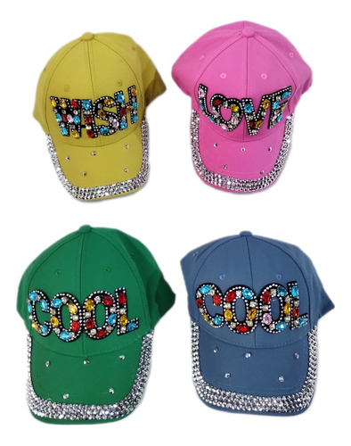 Gorra Tachas Fluo Sombrero Frase Y Brillo Cotillon Luminoso 