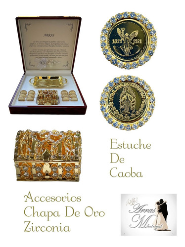 Arras Matrimoniales Boda Madera De Caoba Moneda Con Zirconia