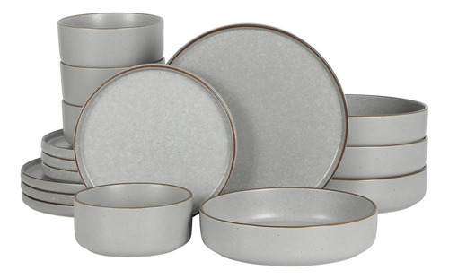 Juego De Vajilla Stoneware 16 Piezas Gris Mate