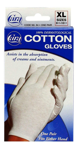 Guantes Dermatológicos De Algodón Cara, Extragrandes, 1 Par,