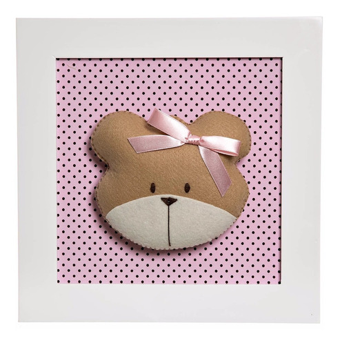 Quadrinho Quadro Rosa Quarto Bebê Infantil Ursa Ursinha Nenê