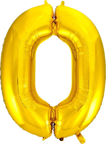 Globo metálico dorado, número 0, grande, 70 cm