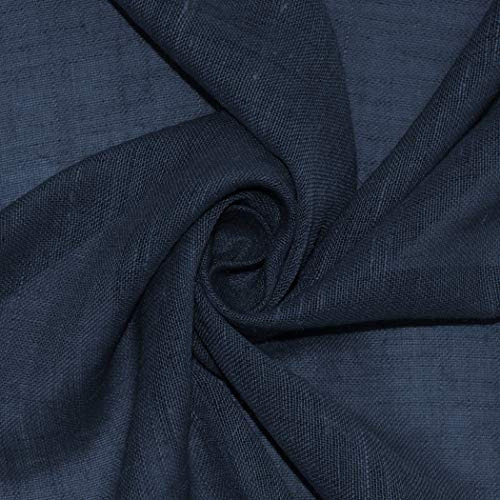 Cortina De Lino Texturizado Azul Marino 132 X 213 Cm