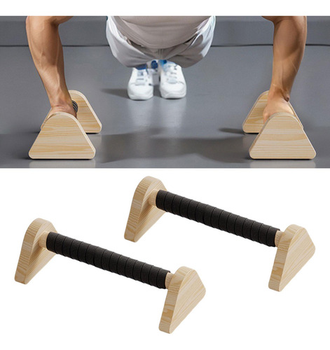 2pcs Push Up Bar Parallettes Barra De Madera Sin