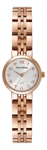 Relógio Rosê Feminino Mondaine Clássico 32391lpmvre3 Cor da correia Prata Cor do fundo Branco