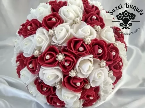 Buquê / Bouquet De Noiva Casamentos - Eva - Marsala E Branco