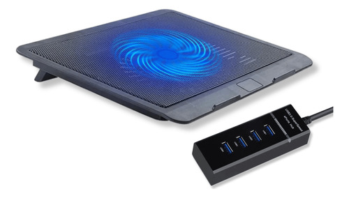 Base Suporte Notebook Até 15,6' 1 Cooler Fan Usb Com Hub