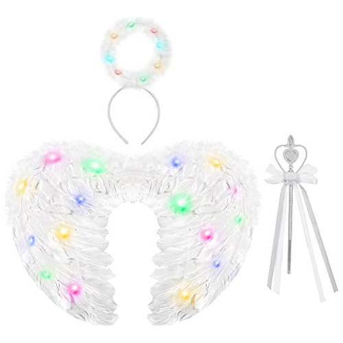 Conjunto De Alas De Ángel Y Diadema Luz Niños Y Niña...