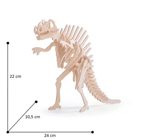 Quebra-cabeça 3d Animal Dinossauro Rex Em Madeira