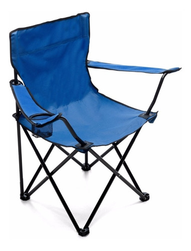 Silla Director Camping Apoyabrazo Porta Vaso Bolso Azul Iael