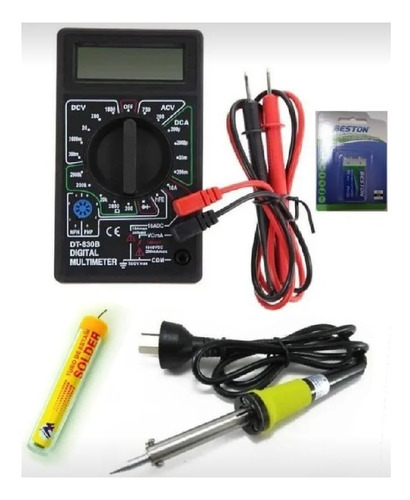 Combo Electrónica Estudiantil 4 Pzas Tester 830 Soldador N7