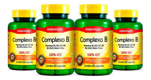 Kit 04 Complexo B 100% Idr Com 60 Capsulas Maxinutri