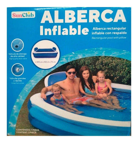 Alberca Inflable Familiar Con Respaldo Sun Club