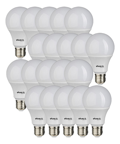 Kit 20 Lâmpadas Bulbo Led 12w 6500k Galaxy