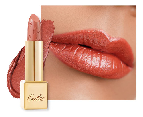 Oulac Lpiz Labial Metlico Naranja Calabaza Para Mujer, Color