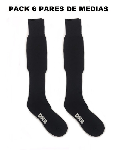 Pack 6 Pares Medias De Futbol Drb Color Negro Talla Adulto