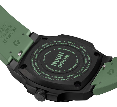 Relógio Carbono Nuun Origen Gmt Verde Oriente Médio