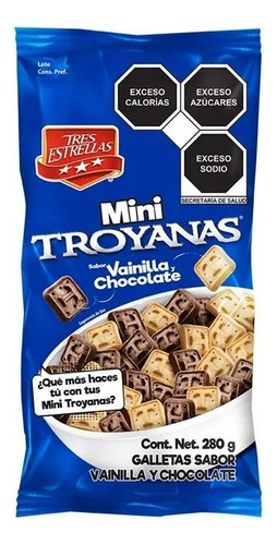 2 Pza Galletas Tres Estrellas Troyanas Mini Vainilla Y Choco