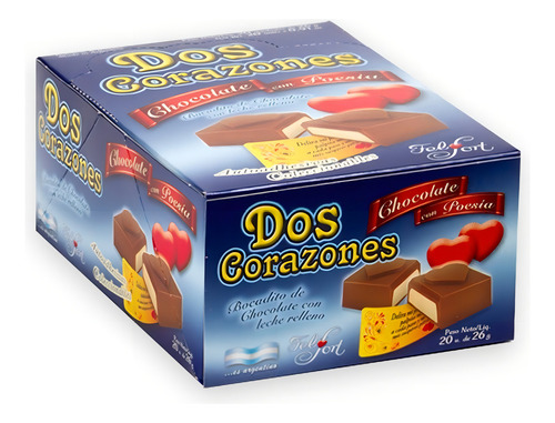 Dos Corazones Felfort Bocadito Chocolate Relleno Caja X20 Un